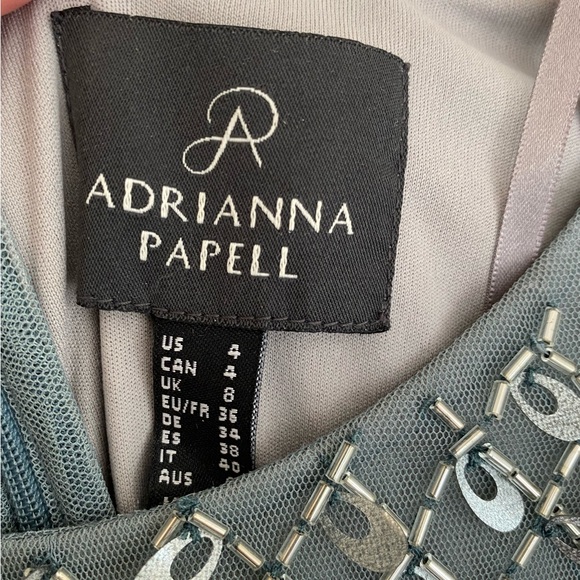 Stunning Adrianna Papell long beaded formal dress with cape sleeves NWT - Picture 8 of 8